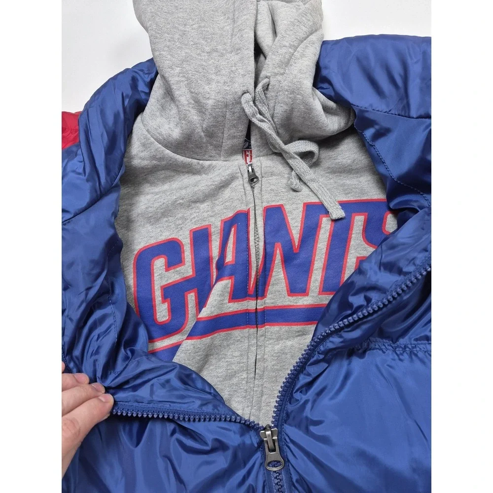 New York Giants Jacket Men's L Blue Red NFL Football Hoodie Puffer NFL NWT